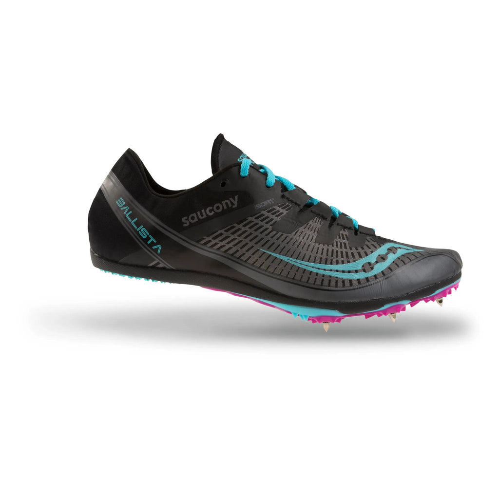 Saucony Women's Ballista 2 4 Black/Blue/Purple lateral