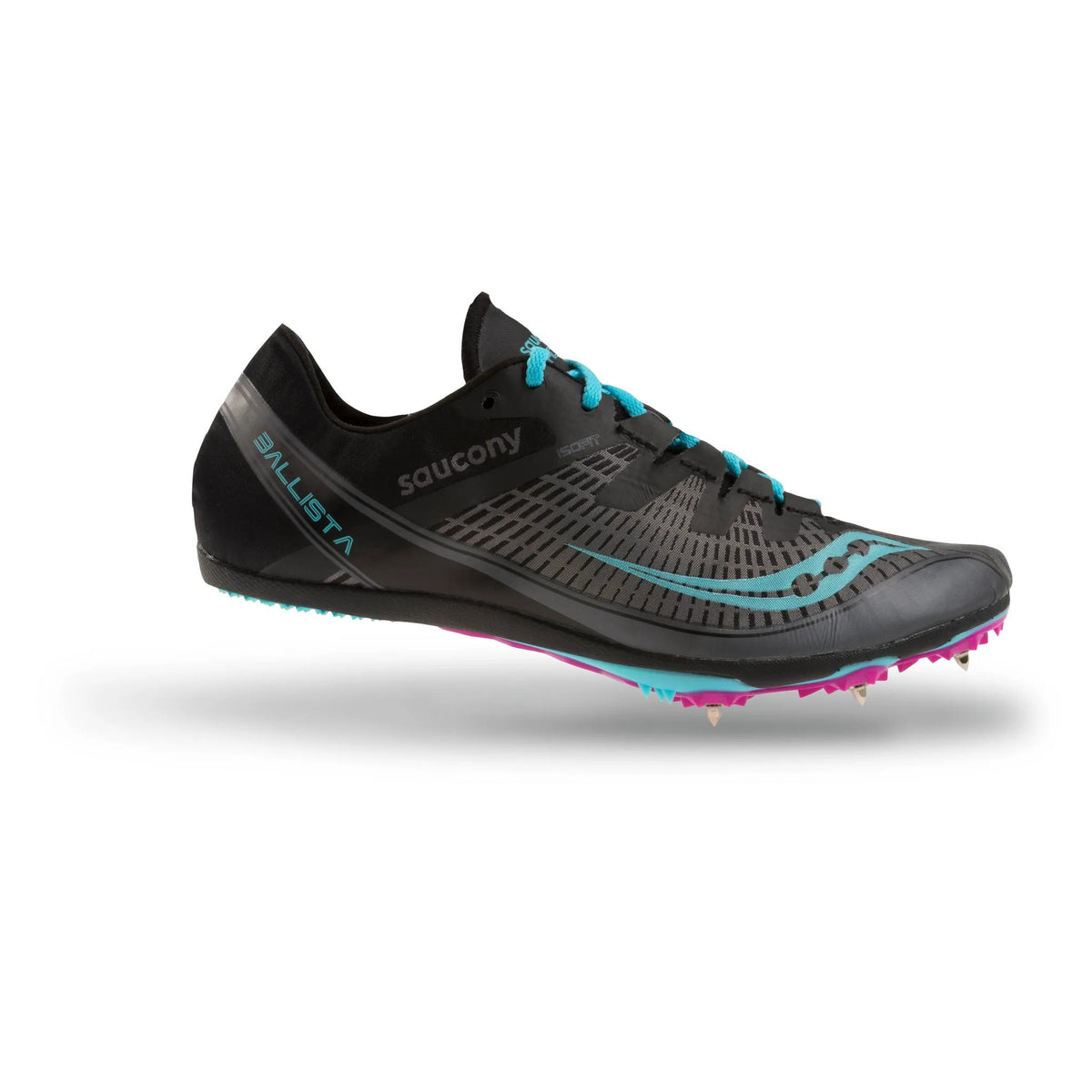 Saucony Women's Ballista 2 4 Black/Blue/Purple lateral