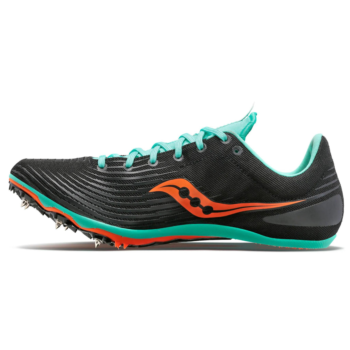 Saucony Women's Ballista MD 26 Black/Cool Mint pair angle