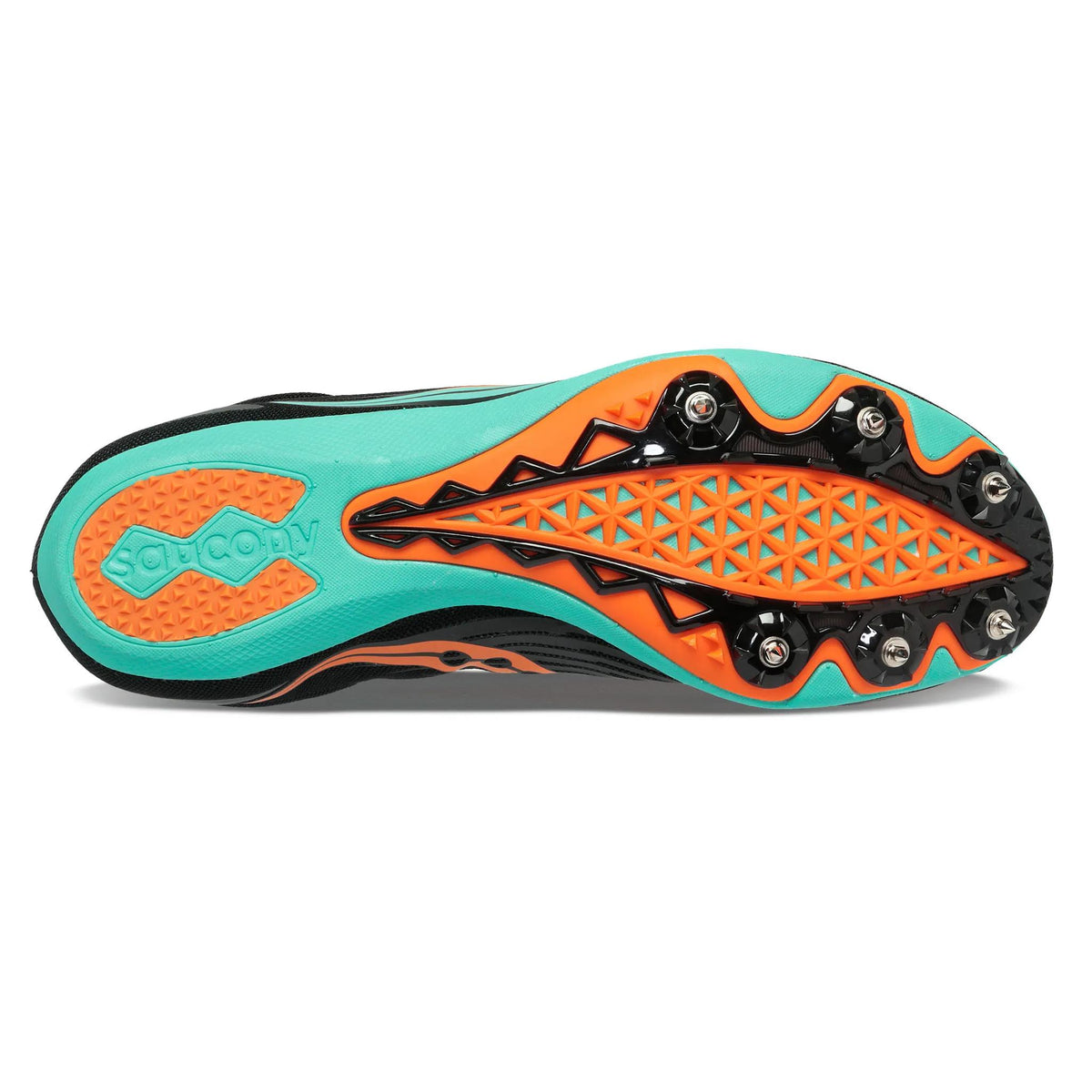 Saucony Women's Ballista MD 26 Black/Cool Mint heel