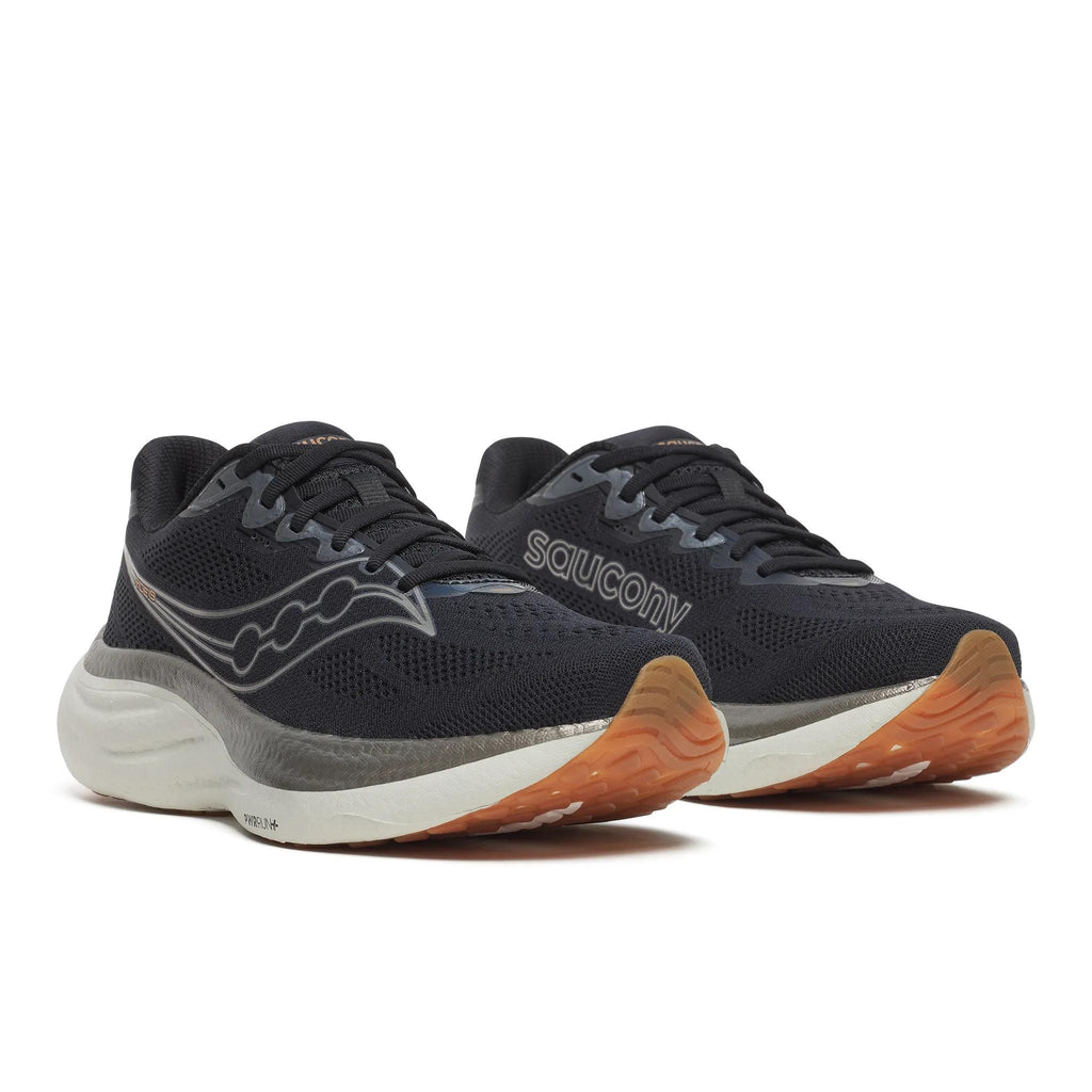 Saucony Men's Ride 19 145 Black/Pewter pair angle