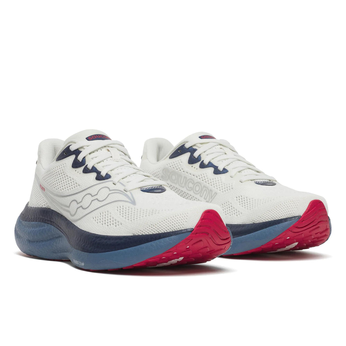 Saucony Men's Ride 19 146 Ivory/Storm pair angle