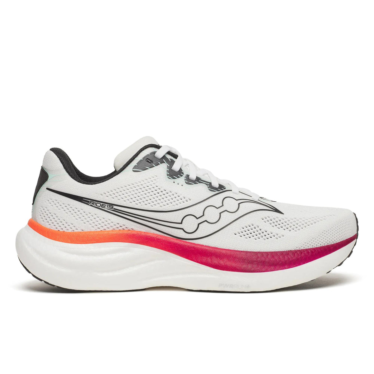 Saucony Men's Ride 19 172 White/Crimso lateral