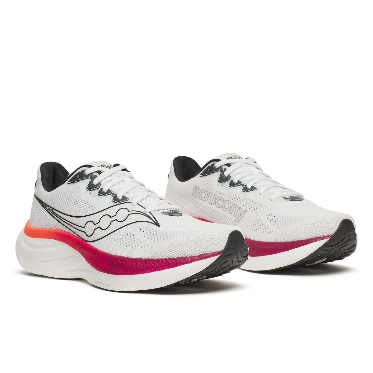 Saucony Men's Ride 19 172 White/Crimso pair angle