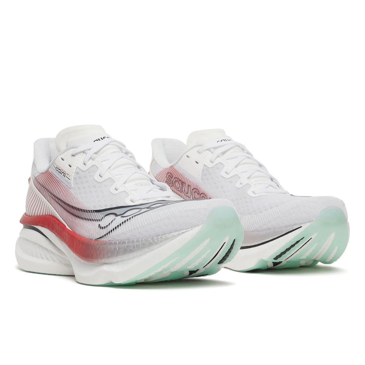 Saucony Men's Endorphin Azura 105 White/Salsa pair angle