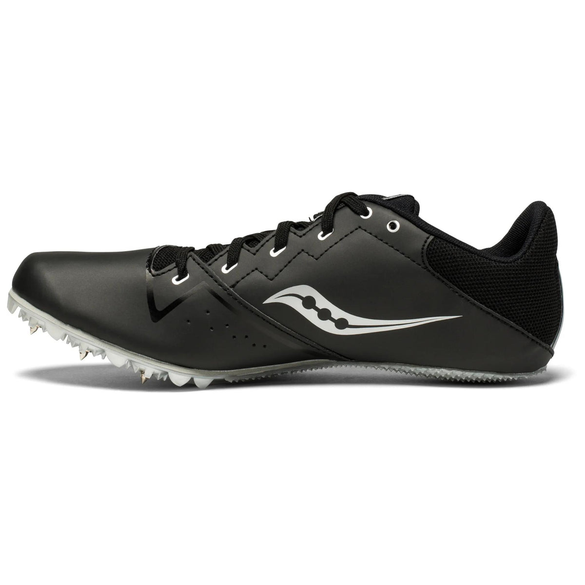 Saucony Men's Spitfire 4 6 Black/Silver pair angle
