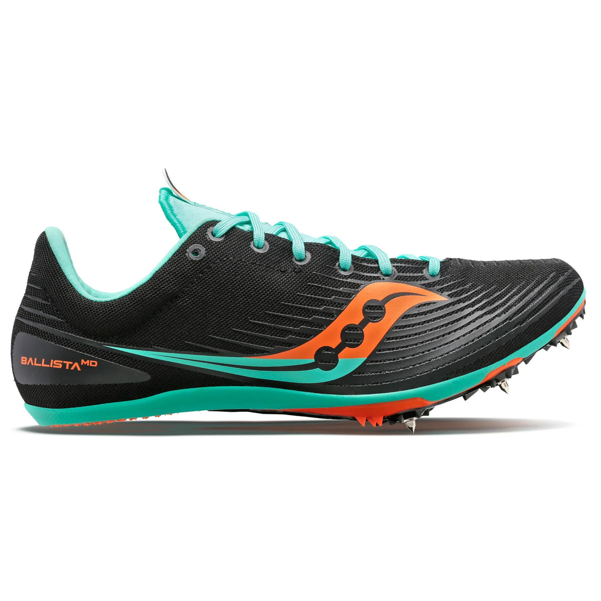 Saucony Men's Ballista MD 26 Black/Cool Mint lateral