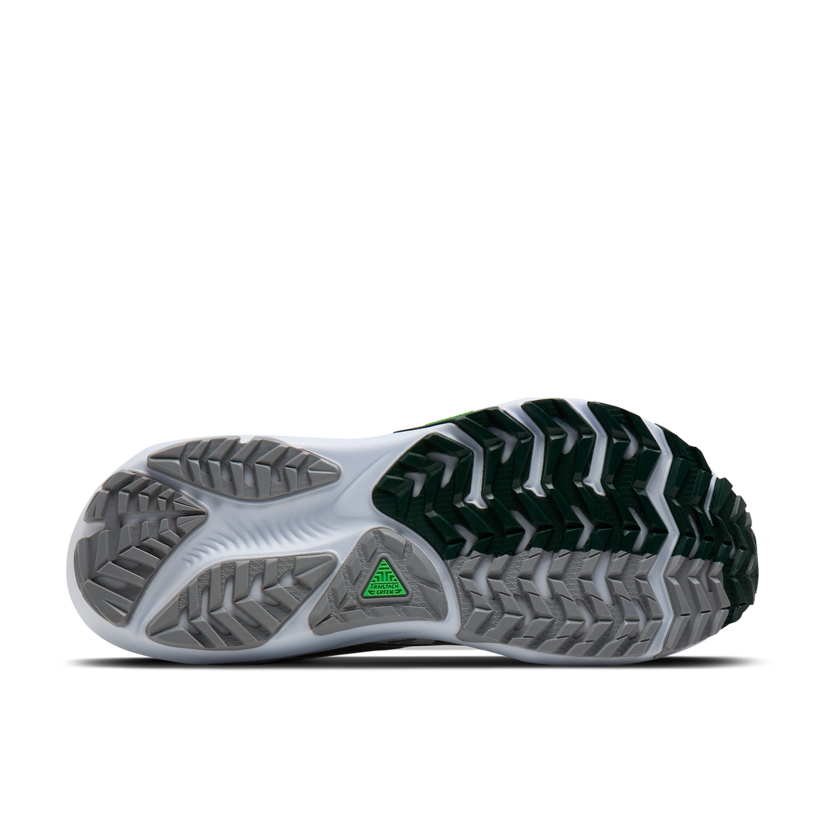 Brooks Men's Ghost Trail 186 White/Grey/Green outsole