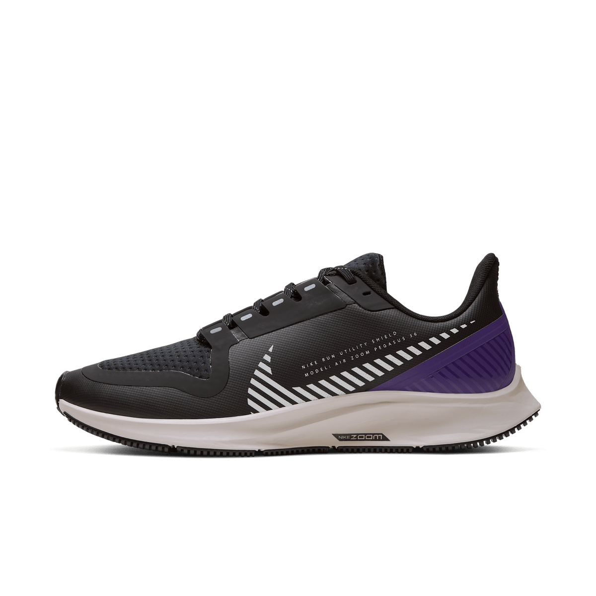 Nike Women's Pegasus 36 Shield 002 Black/SilverDesert Sand lateral