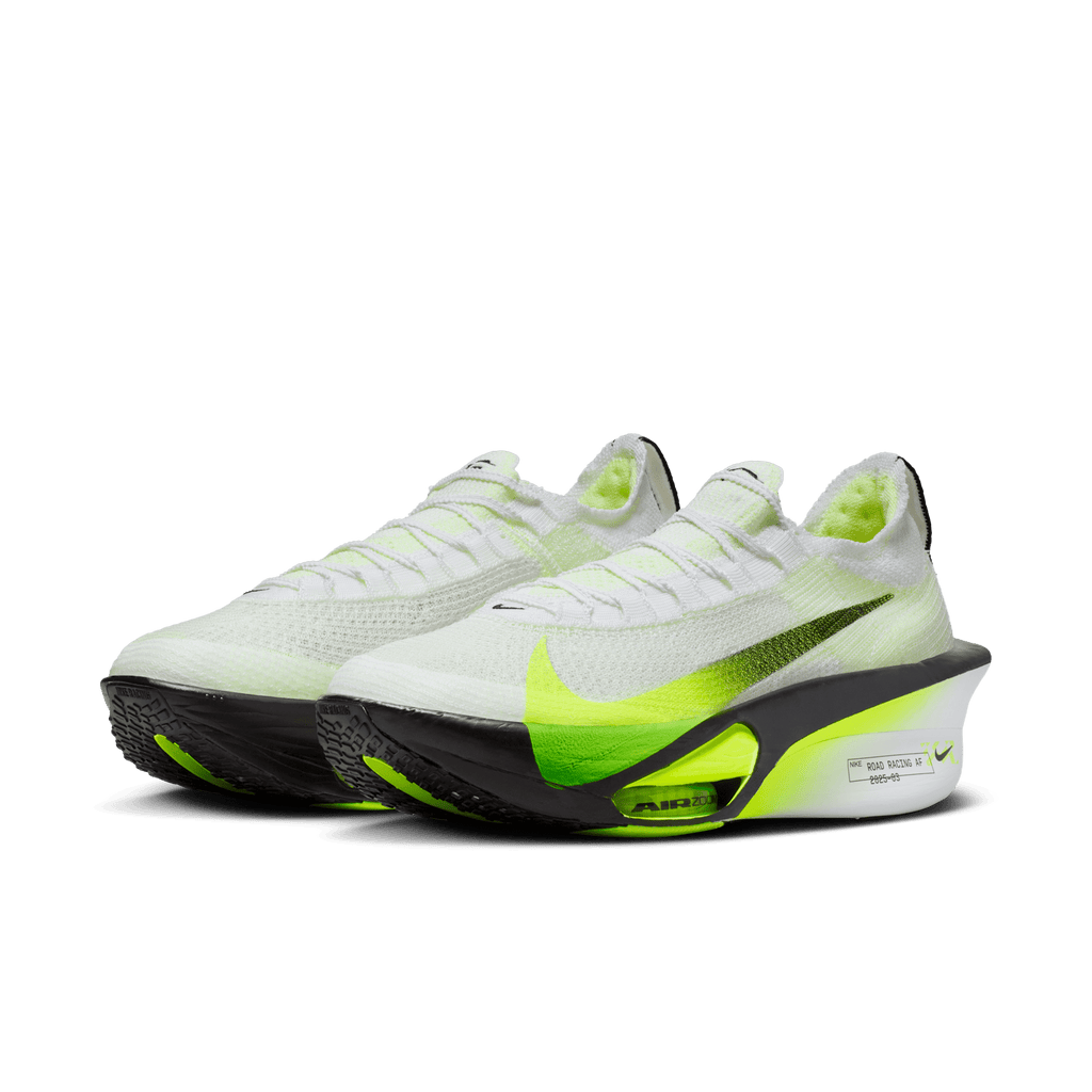 Nike Men's Air Zoom Alphafly Next% 3 100 White/BlackVoltBarelyVolt pair angle
