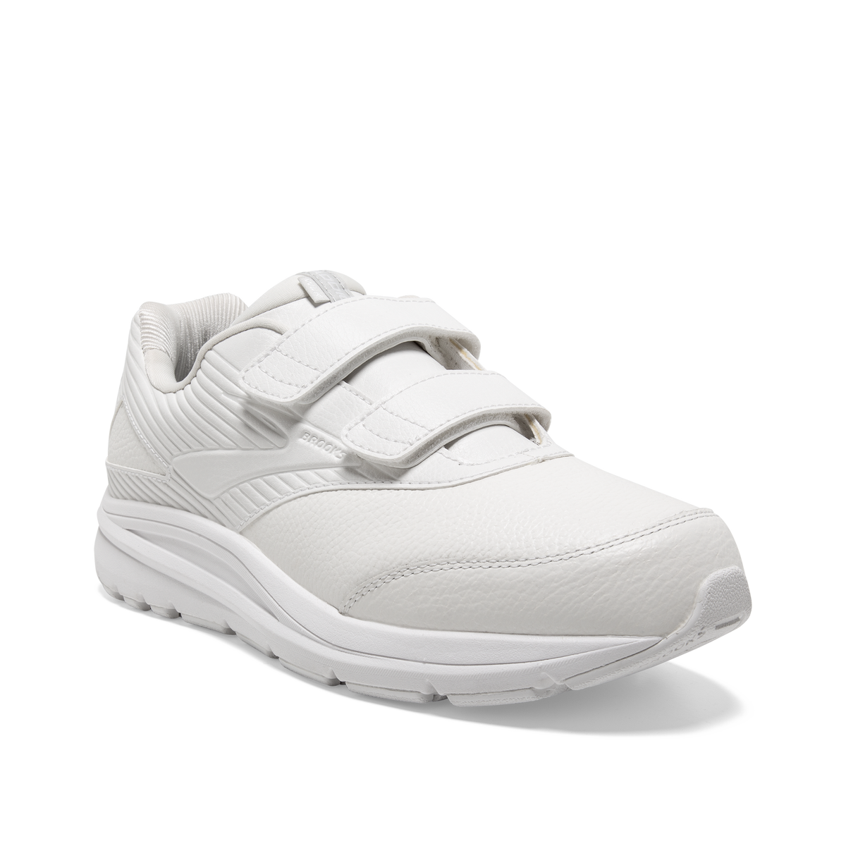 Brooks Men's Addiction Walker Velcro Wide 142 White/White pair angle