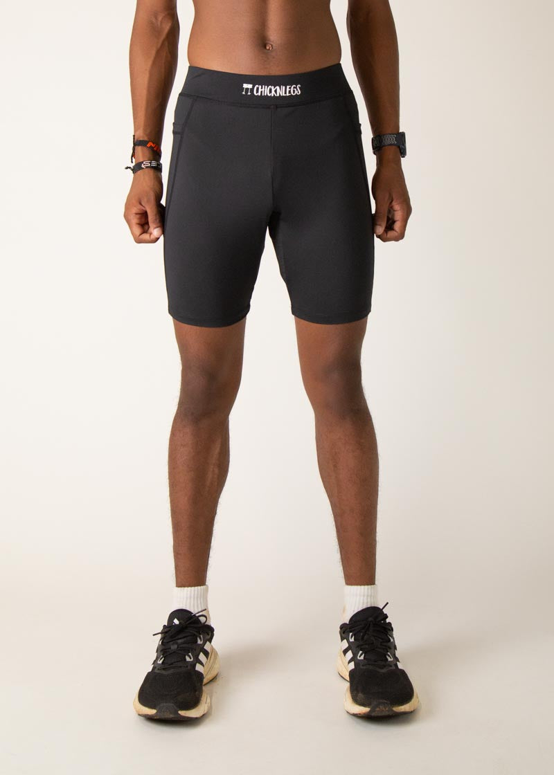 ChicknLegs Men's 8" Half Tights Black pair angle