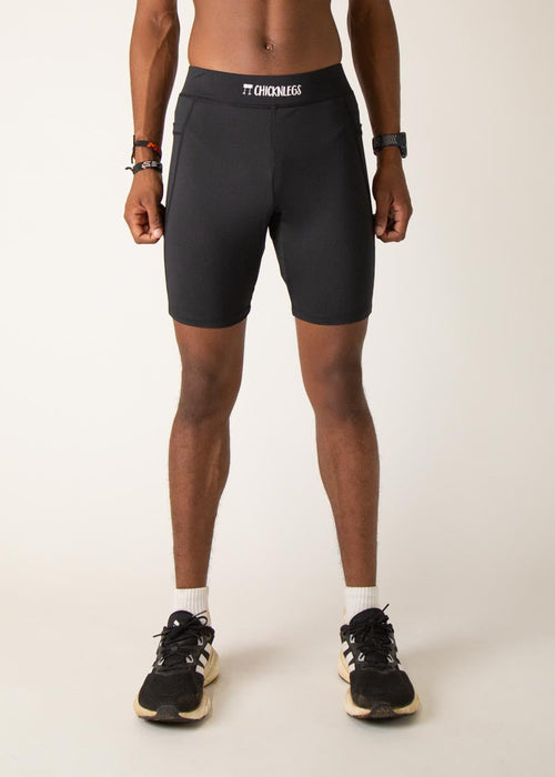 ChicknLegs Men's 8" Half Tights Black pair angle