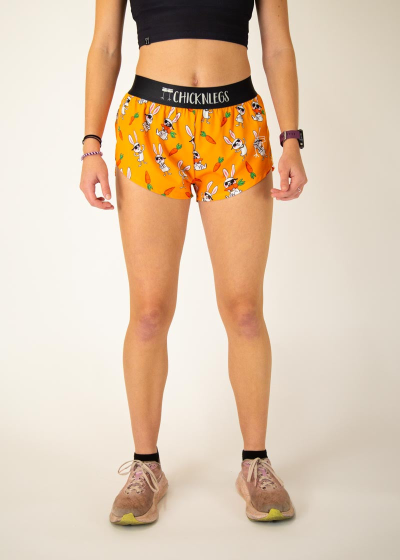 ChicknLegs Women's 1.5" Split Shorts Bad Bunny pair angle