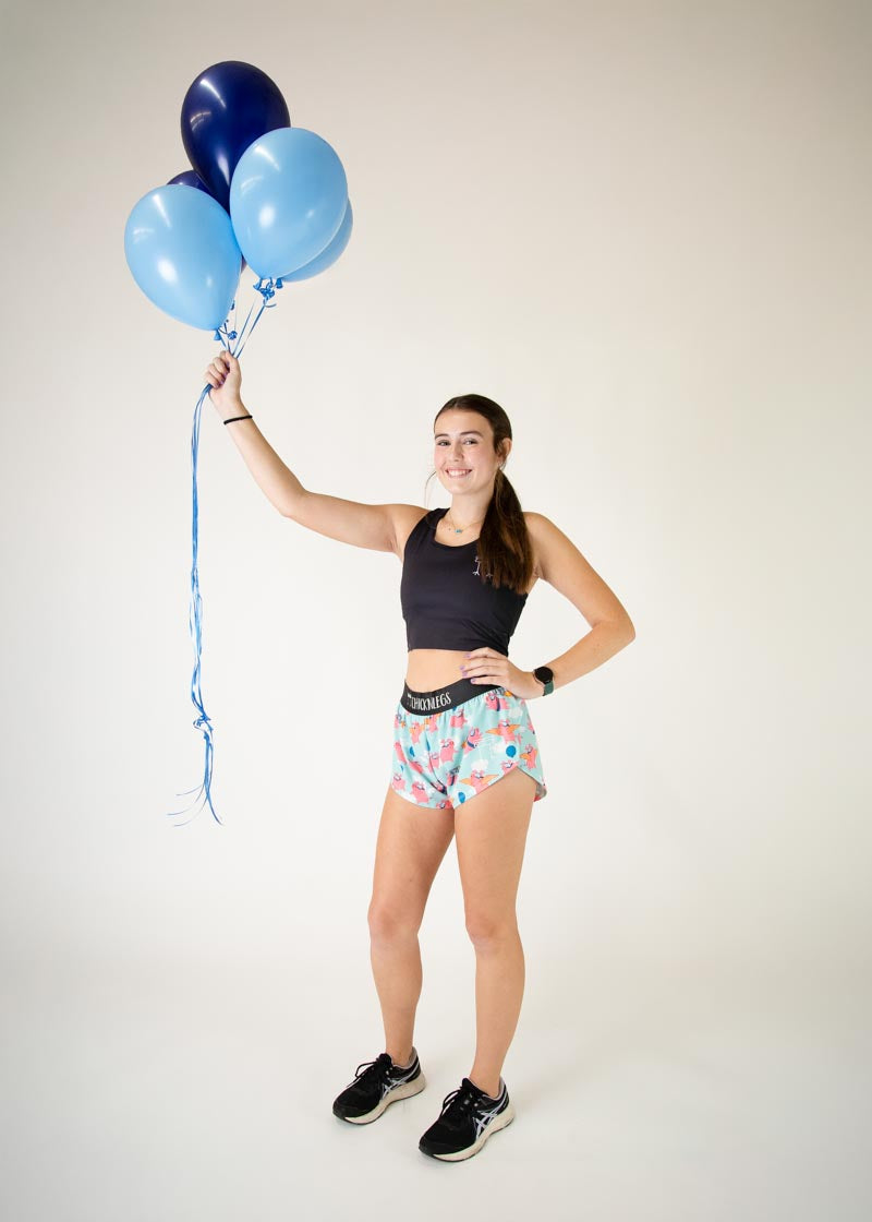 ChicknLegs Women's 1.5" Split Shorts Flying Pigs detail