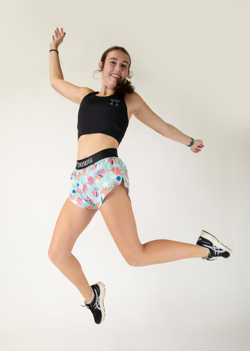 ChicknLegs Women's 1.5" Split Shorts Flying Pigs outsole