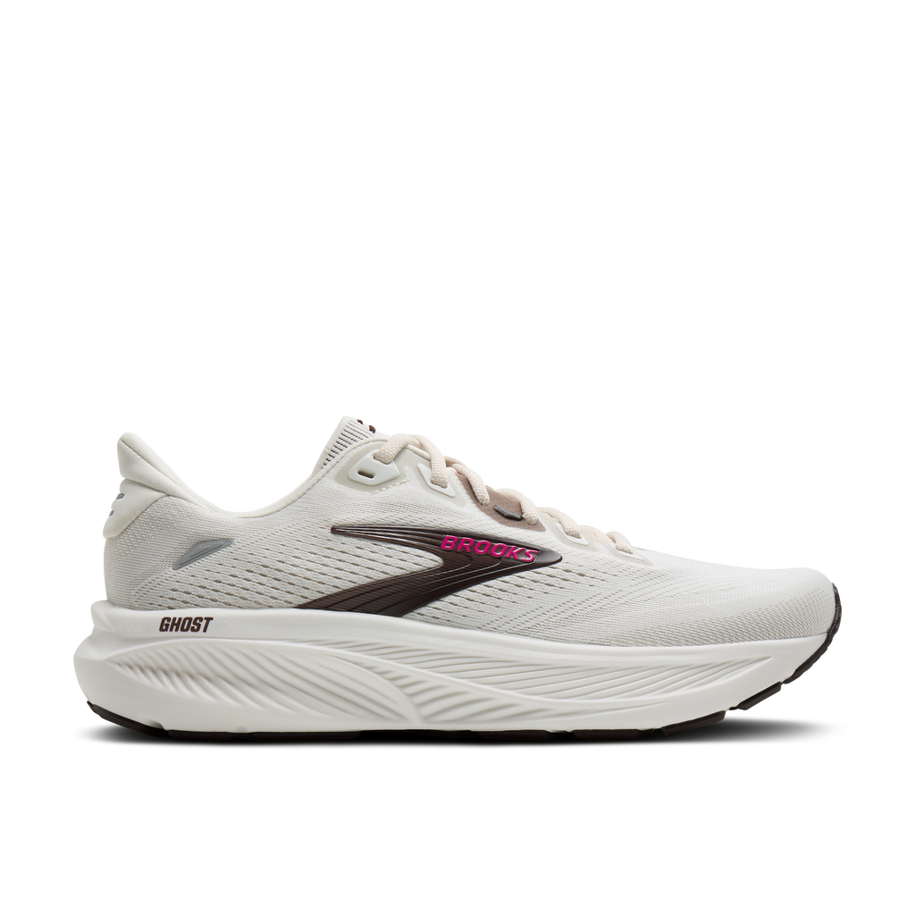 Brooks Women's Ghost 18 107 Coconut/Coffee/Fuchsia lateral