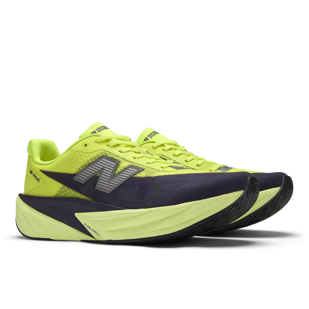 New Balance Men's Fuelcell Rebel v5 4TR MFCX4TR-ALKALINEGREEN/BOYSENBERRY pair angle