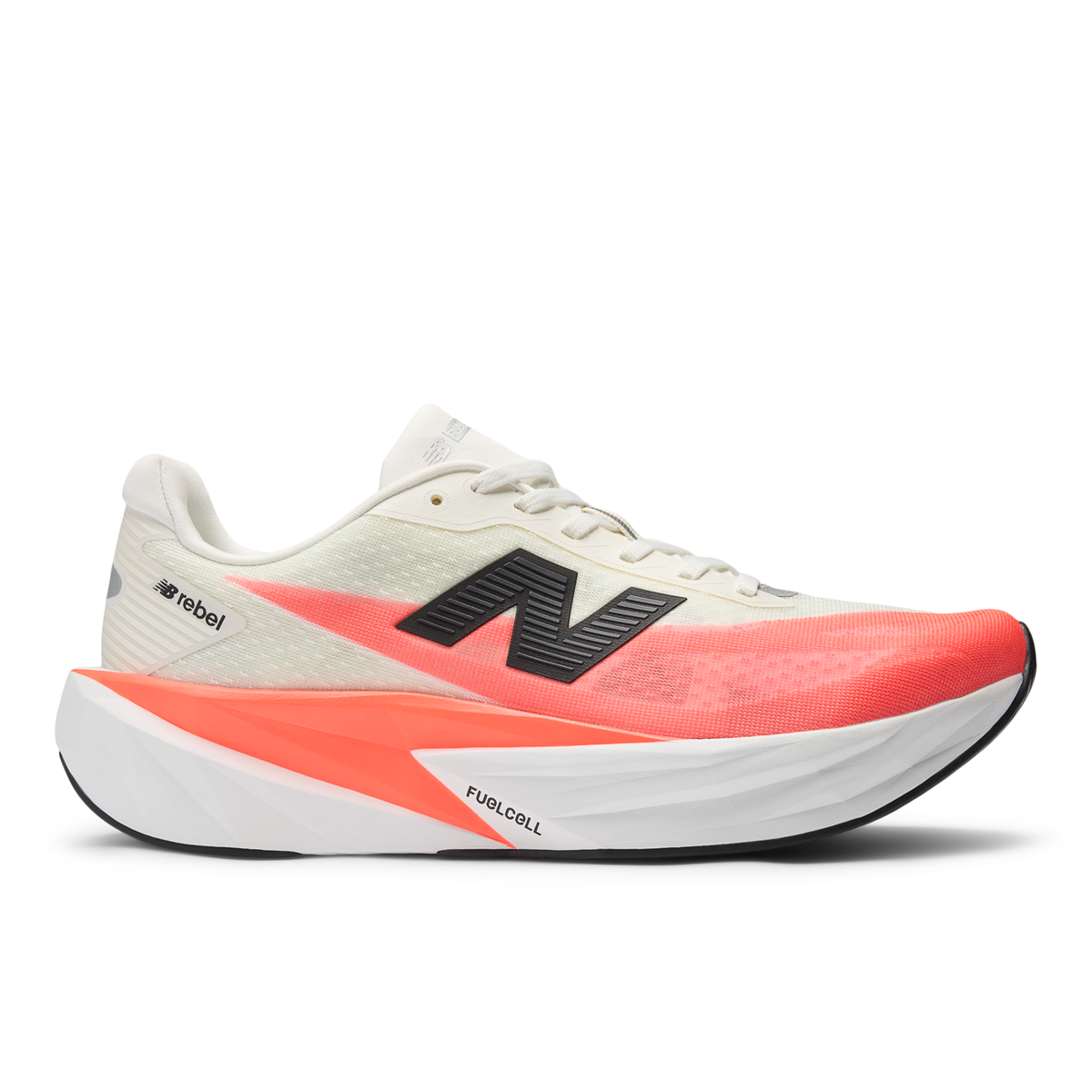 New Balance Men's Fuelcell Rebel v5 LV UrgentRed/White/SeaSalt lateral