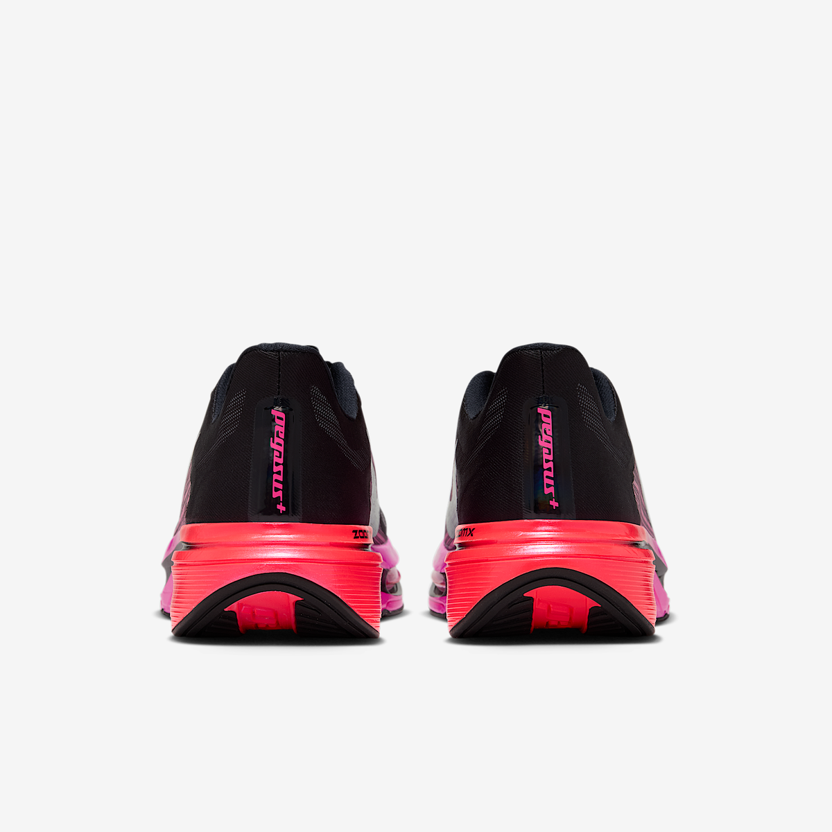 Women's Pegasus Plus 2 005 Black/Black-HyperPink-LaserCrimson heel