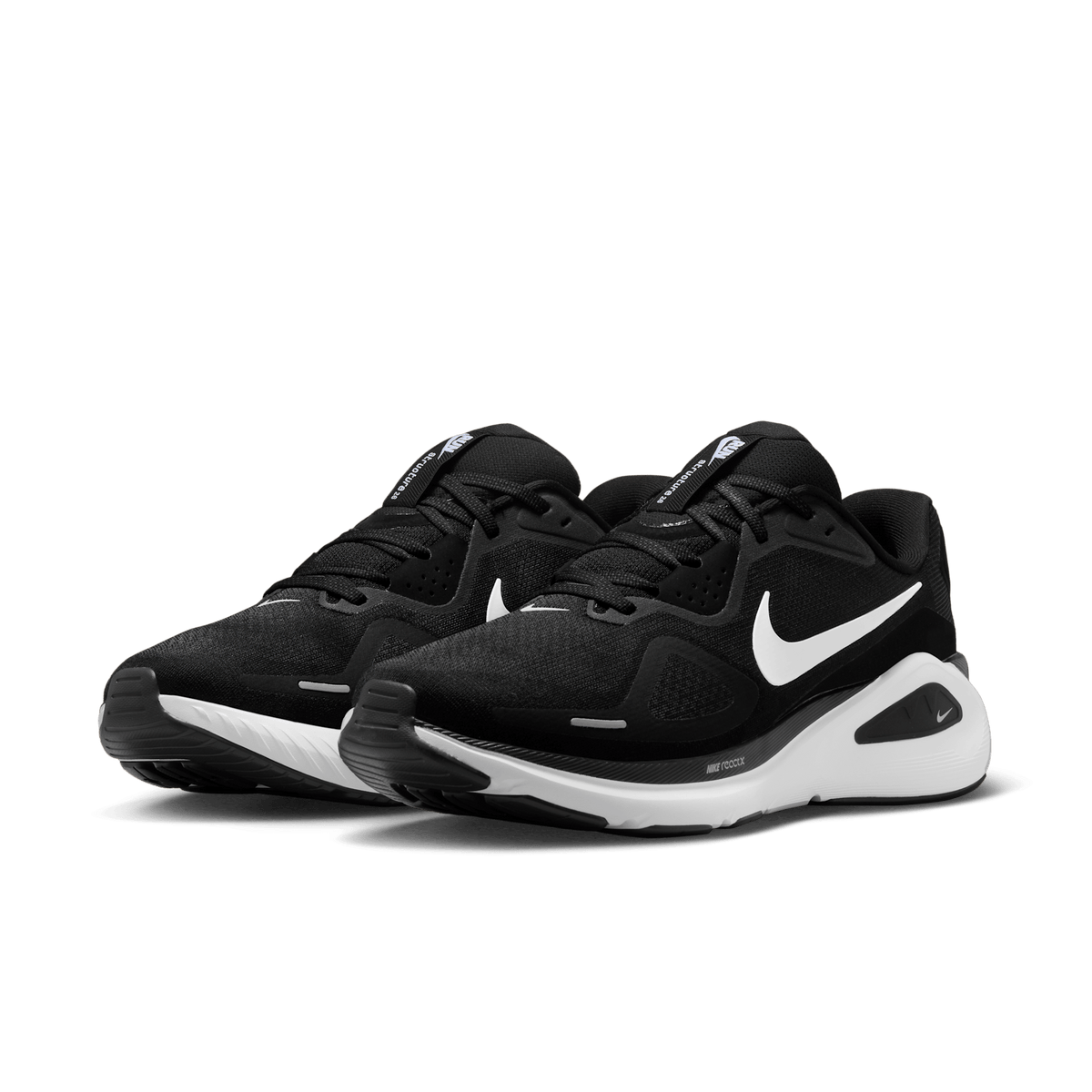 Nike Men's Structure 26 002 Black/White-CoolGrey-MetallicSilver pair angle
