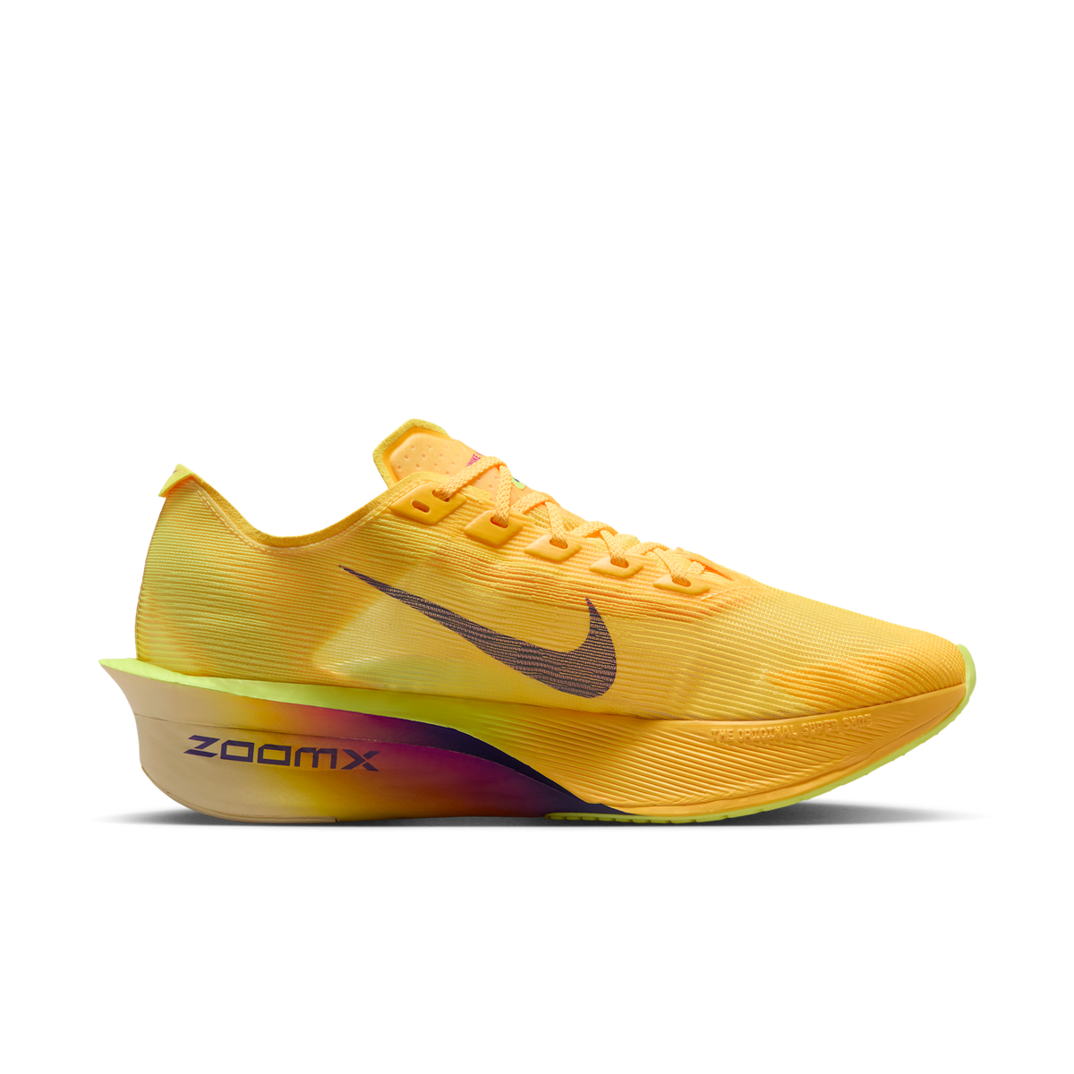 Nike Women's Vaporfly 4 800 CitronPulse/IndigoBurstLaserOrange medial