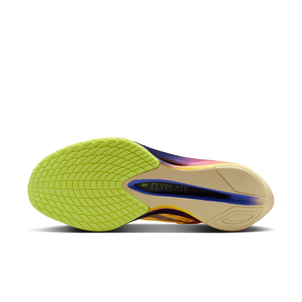 Nike Women's Vaporfly 4 800 CitronPulse/IndigoBurstLaserOrange outsole