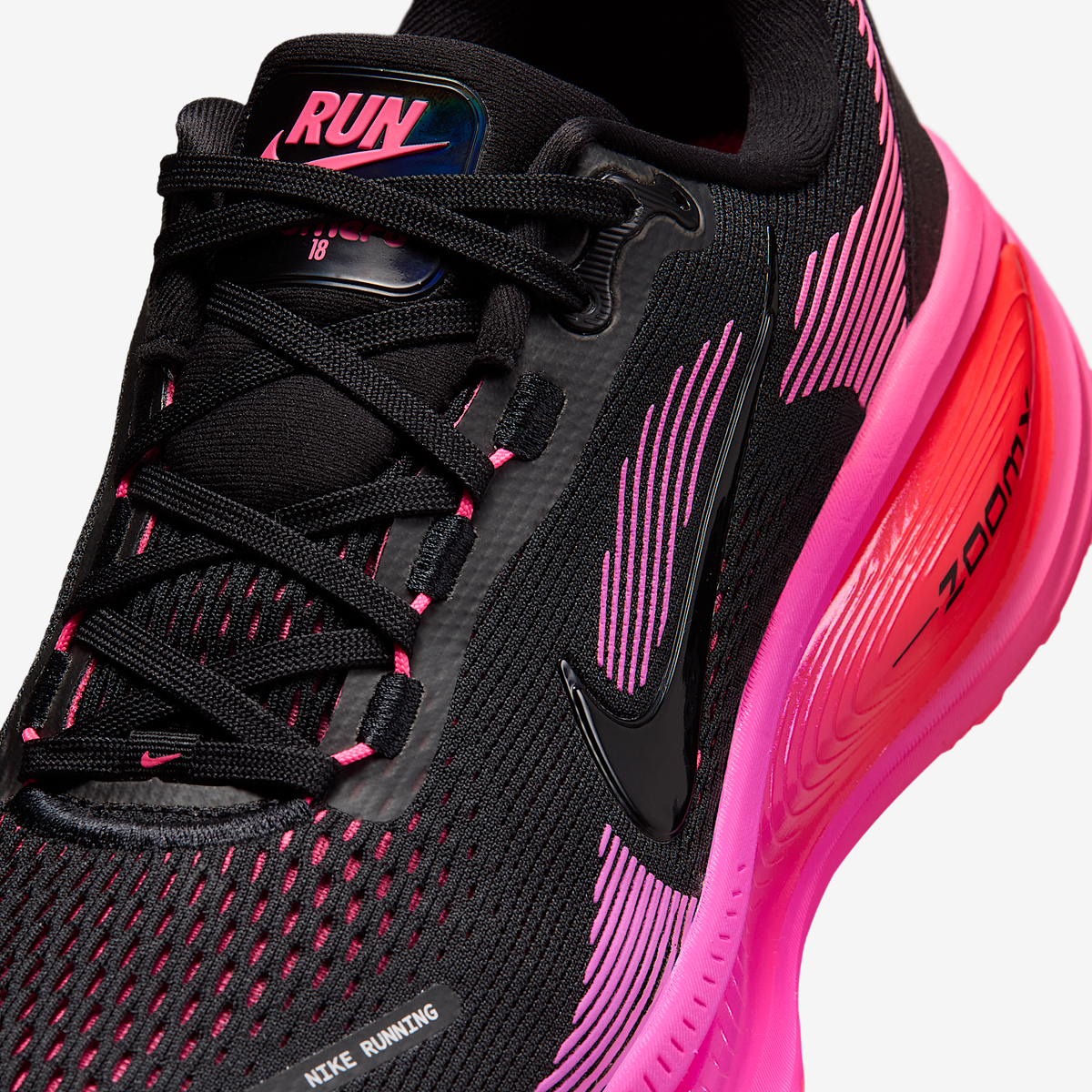 Nike Women's Vomero 18 013 Black/Black-HyperPink-LaserCrimson detail