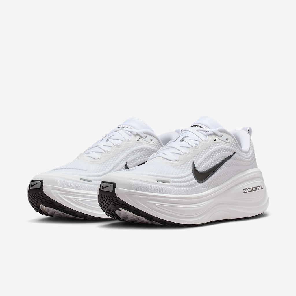 Nike Men's Vomero Plus 101 White/Black-DkSmokeGrey-MtlcDarkGrey pair angle