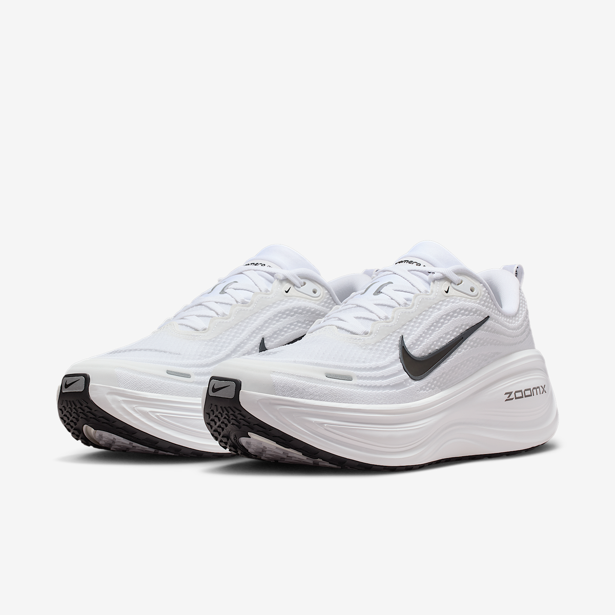 Nike Men's Vomero Plus 101 White/Black-DkSmokeGrey-MtlcDarkGrey pair angle