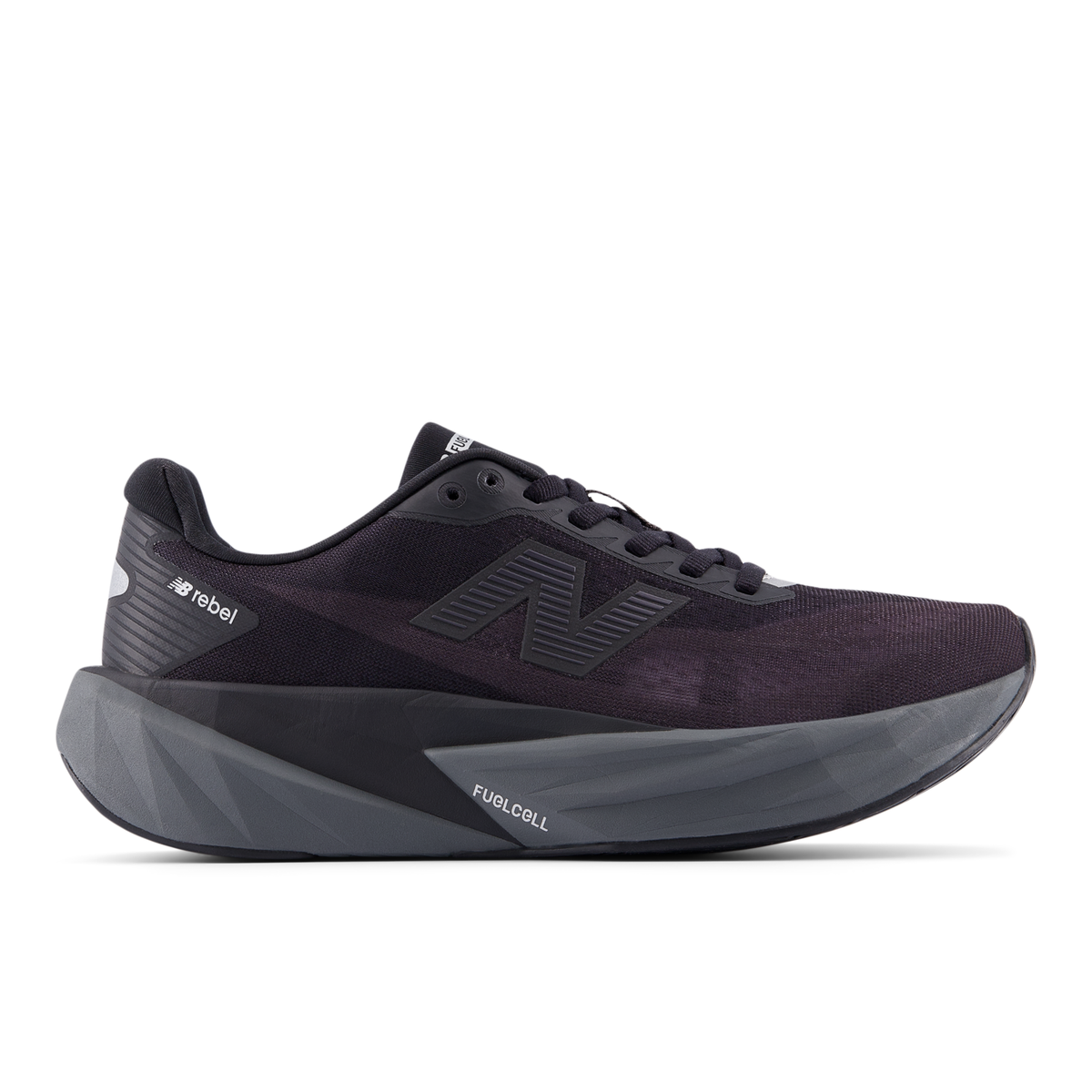 New Balance Women's FuelCell Rebel v5 LO BLACK/CASTLEROCK/BLACKCEMENTLO5 lateral